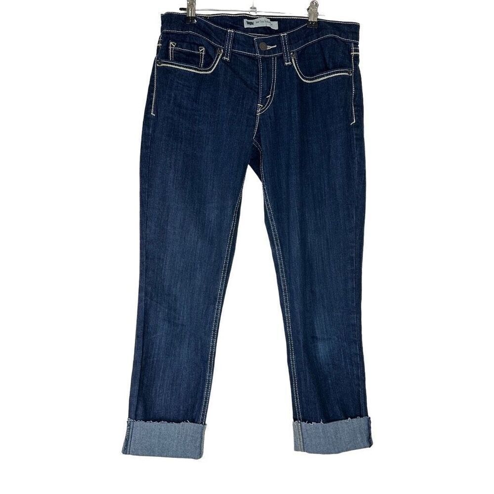 Levi’s 524 Too SuperLow Darkwash Denim Roll Cuff Capri Jeans w Stitchwork